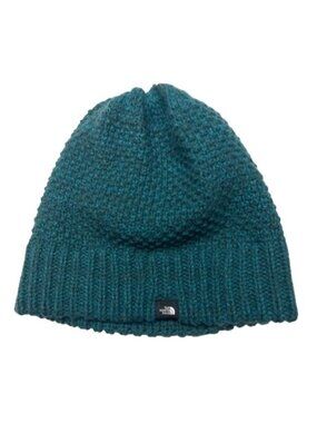 The North Face Purrl Stitch Beanie Green Knitted Slouchy Hat Women One Size New